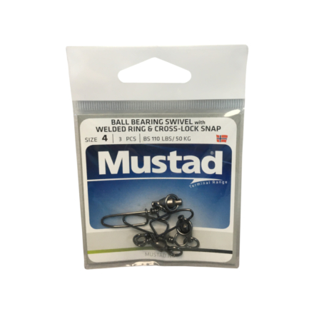 Mustad MA030-BN Ball Bearing Swivel With Welded Ring & Cross-Lock Snap